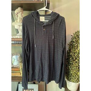 Splendid Mills Striped Hooded Pullover Blue Grey Mens Size Large